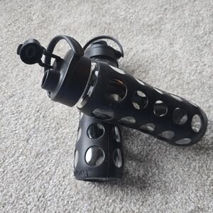 Black Glass Water Bottle with Silicone Sleeve